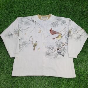 Vintage Y2K Artisan Bird Cardigan Womens Large 23x25 AOP